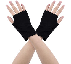 Short black fingerless gloves