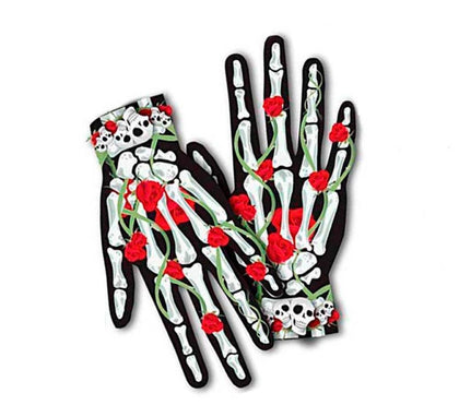 Guantes Cortos Catrina rosas pequeñas