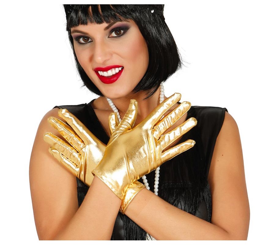Guantes cortos color oro 22 cm