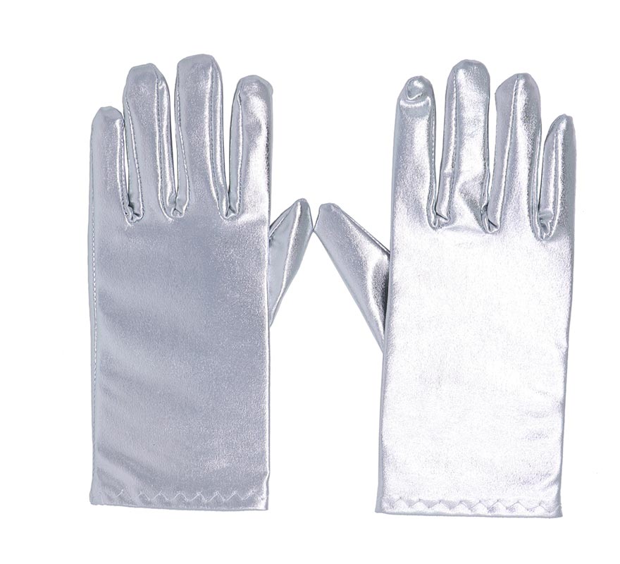 Translation missing: en.Guantes cortos color plata 22 cm