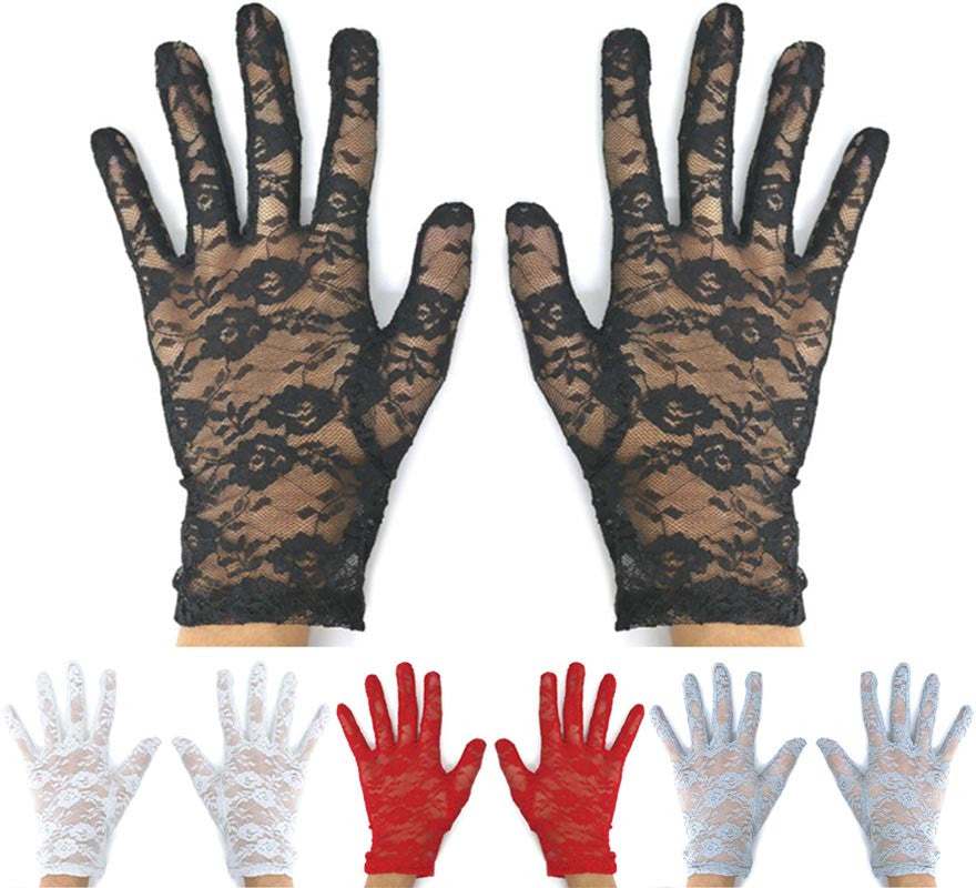 Guantes Cortos de Encaje para adultos en varios colores