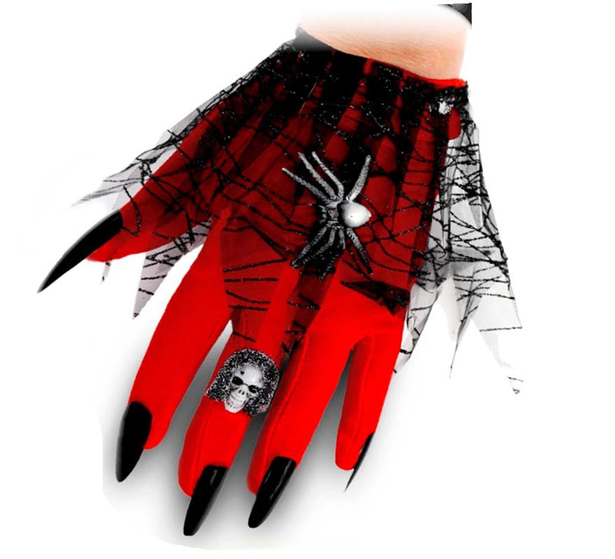 Translation missing: en.Guantes de Demonio rojo y negro con encaje