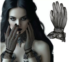 Adult black lace gloves