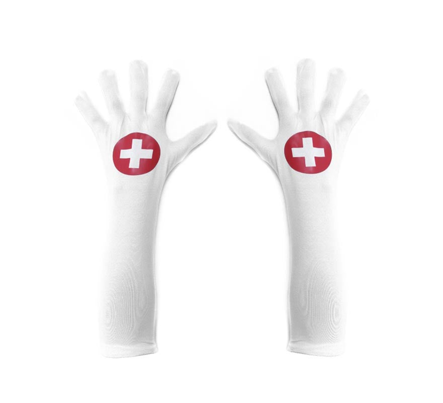Guantes de Enfermera blanco con cruz