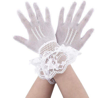 Guantes de Red Blanco con Encaje