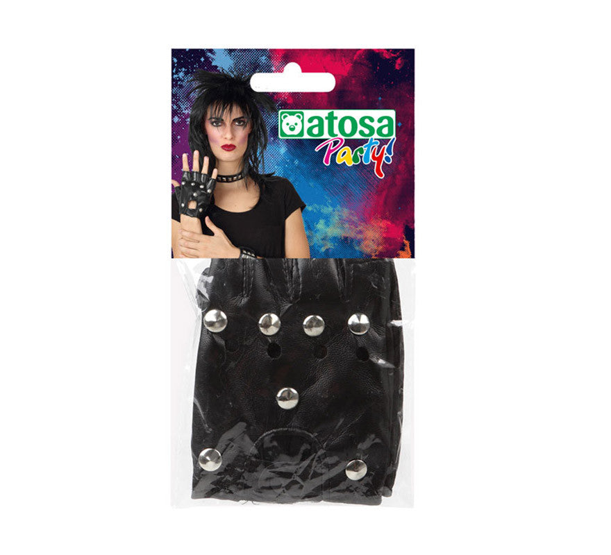Guantes de Rockero Negro con Parches