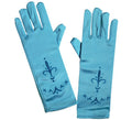 Guantes largos de Princesa azules infantiles de 24 cm