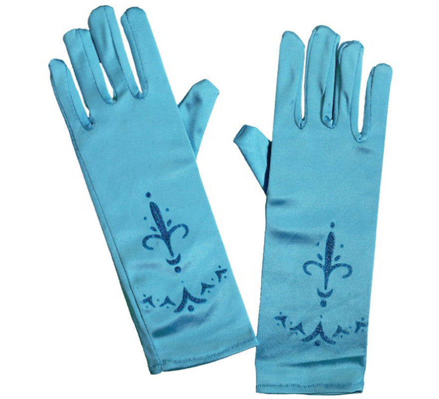Translation missing: en.Guantes largos de Princesa azules infantiles de 24 cm