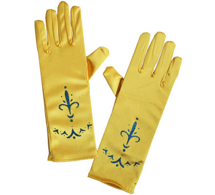 Guantes largos de Princesa dorados infantiles de 24 cm