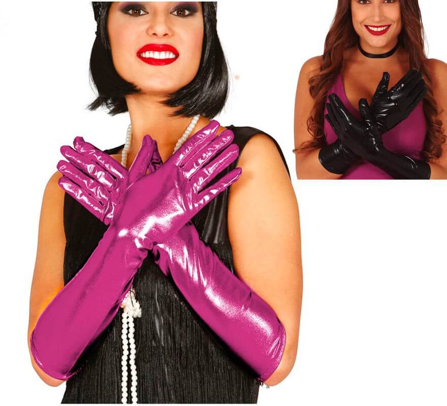 Guantes Largos Metalizados en varios colores de 45 cm