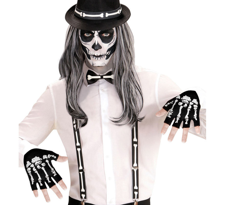 Guantes Mitones de Esqueleto de Lana
