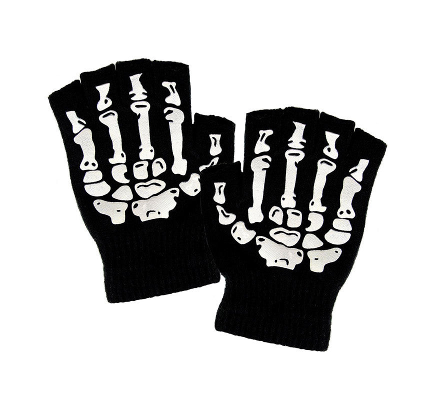 Guantes Mitones de Esqueleto de Lana