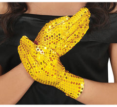 22 cm Adult Gold Sequin Gloves