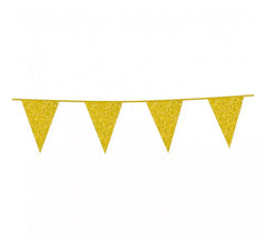 Garland 6 m of Gold Glitter Pennants of 16x20 cm