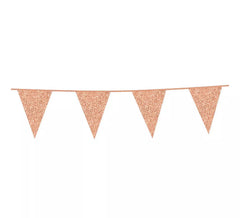 Garland 6 m of Rose Gold Glitter Pennants of 16x20 cm