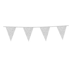 Garland 6 m of Silver Glitter Pennants of 16x20 cm