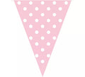 Guirnalda Banderines Rosa con Topos Blancos 3,6 mts