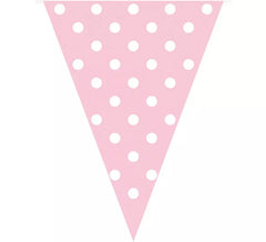 Pink Bunting Garland with White Polka Dots 3.6 meters