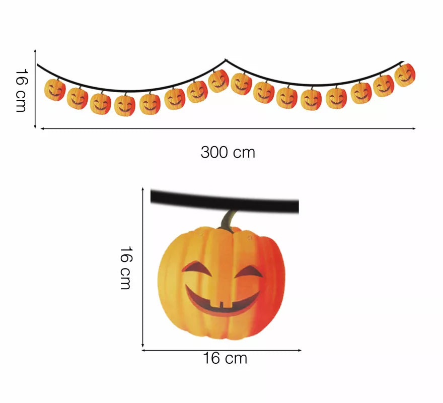 Translation missing: en.Guirnalda Calabazas de 300 cm 16X16 cm (Alta calidad)