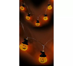 Garland of 10 Pumpkins with Hats and 150 cm LEDs