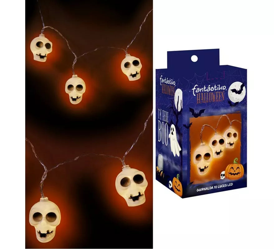 Guirnalda de 10 Calaveras iluminación LED de 150 cm
