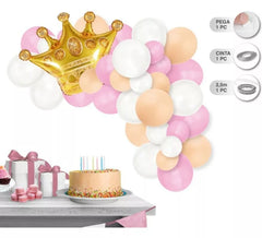 Garland of 45 Balloons with Golden Crown
