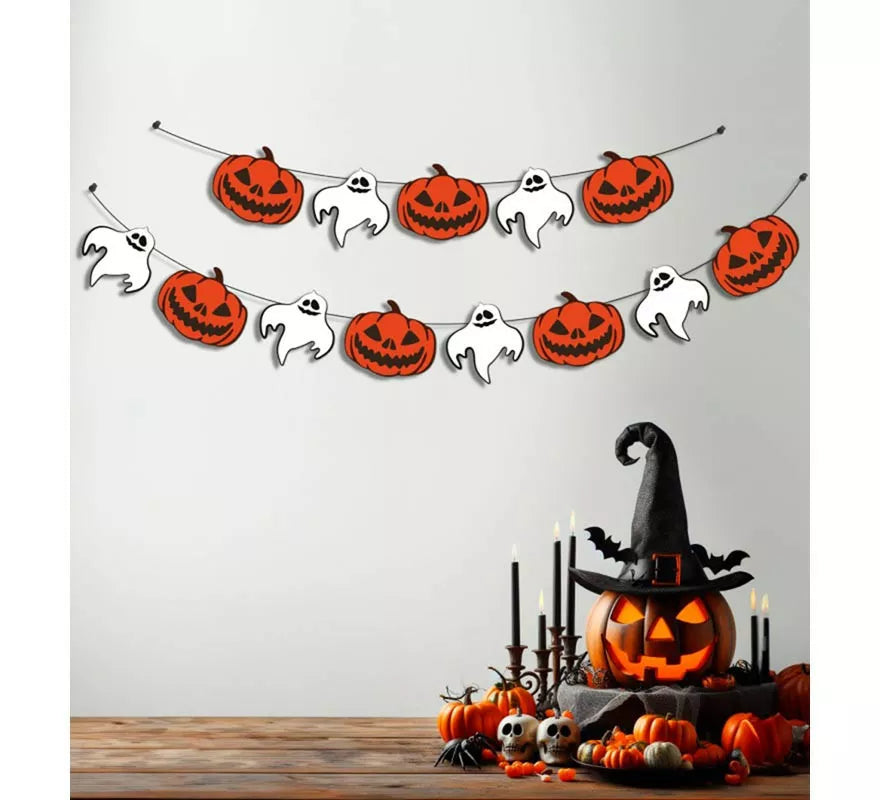Guirnalda de Calabazas y fantasmas de 3 m