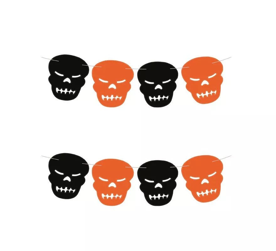 Translation missing: en.Guirnalda de Calavera negro y naranja de 3 m