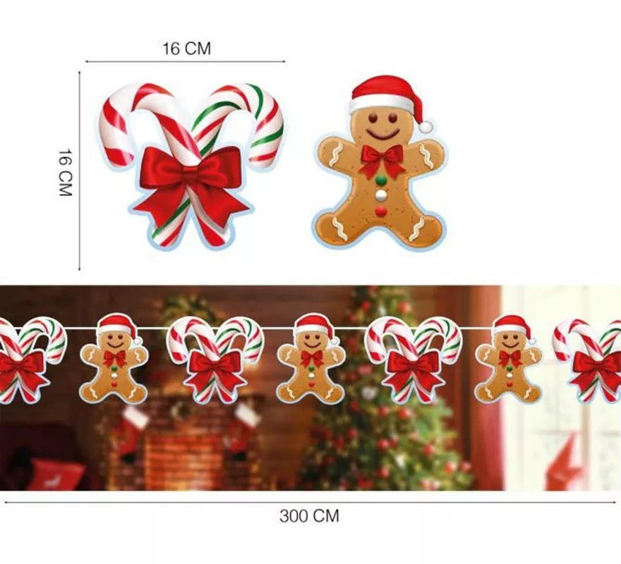 Guirnalda de Galleta Jengibre de 300 cm y 16x16 cm por figura