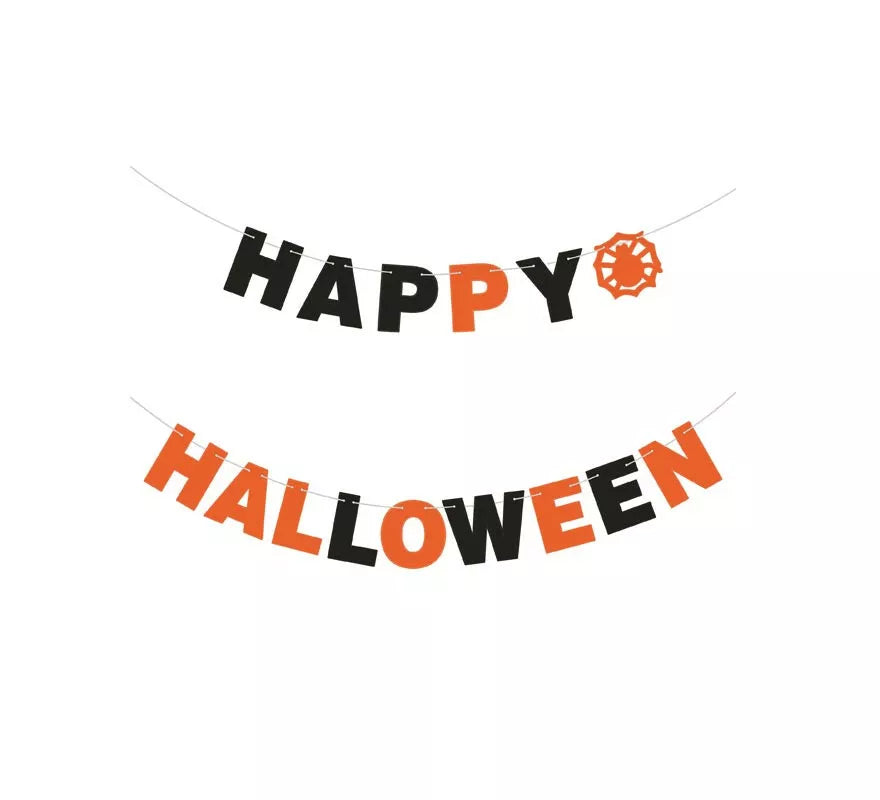 Translation missing: en.Guirnalda de Happy Halloween naranja y negro de 3 m