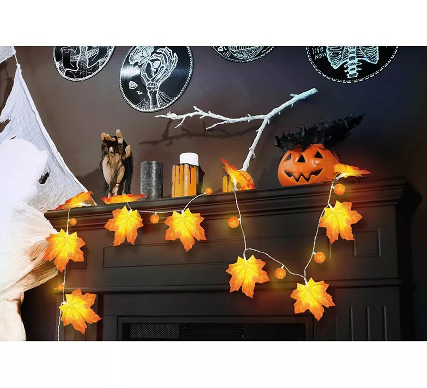 Translation missing: en.Guirnalda de Hojas Calabaza a Pilas de 20 Leds