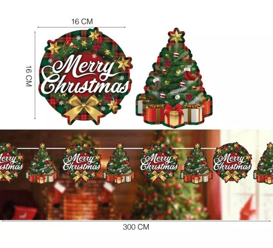 Guirnalda de Merry Christmas de 300 cm y 16x16 cm por figura