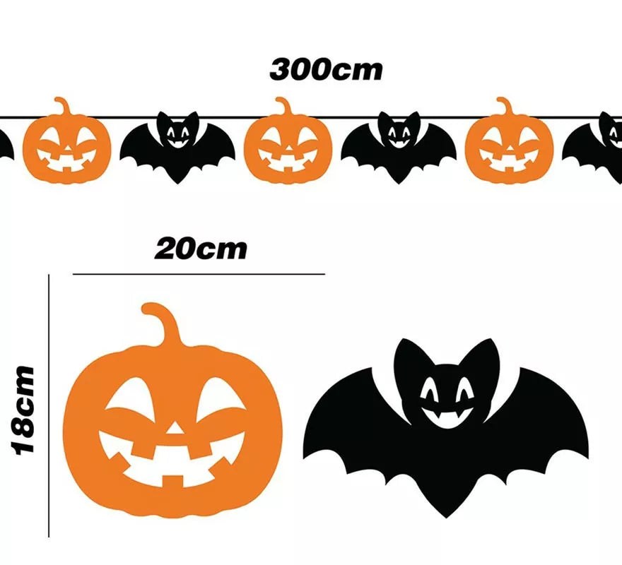 Guirnalda de Murciélago y Calabazas