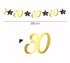 Golden Garland 30 Years Birthdays and Anniversaries of 300 cms