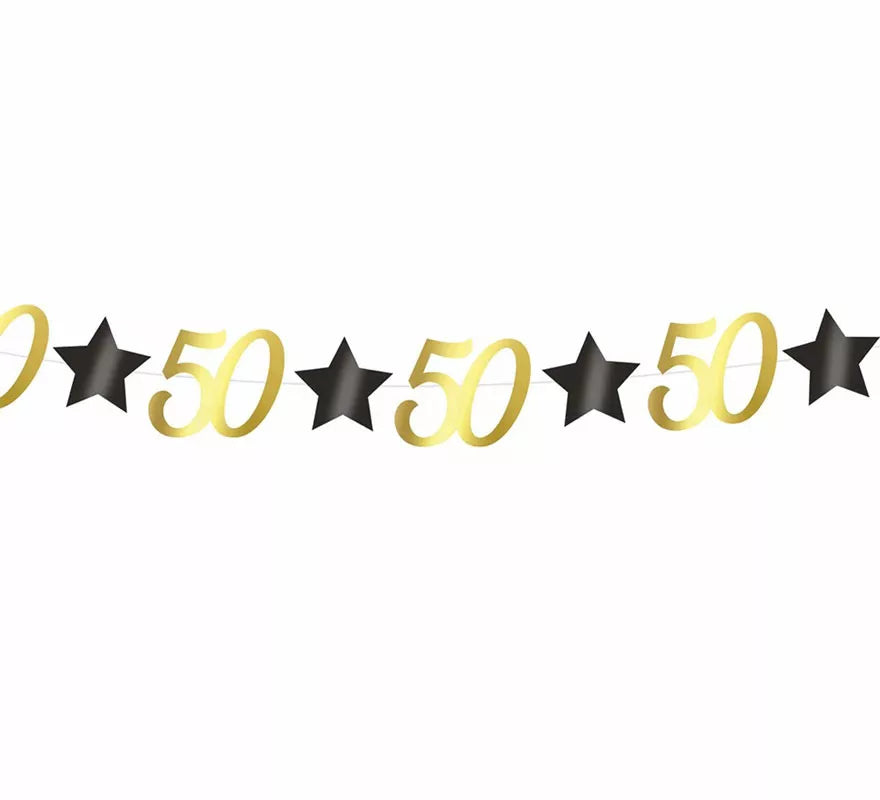 Translation missing: en.Guirnalda Dorada 50 Años Cumpleaños y Aniversarios de 300 cms