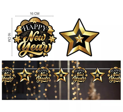 Guirnalda Happy New Year Estrellas de 300 y 16x16 cm