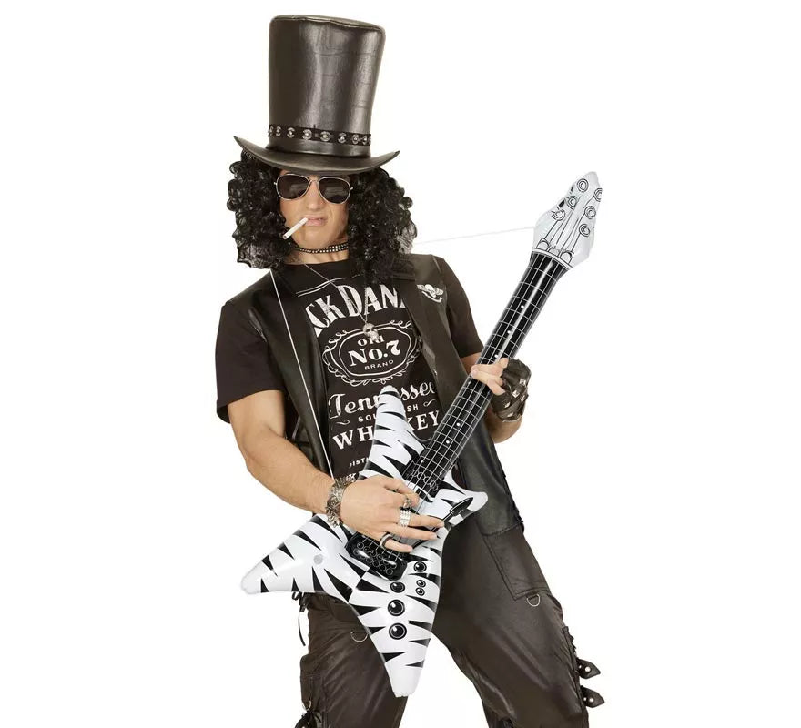 Translation missing: en.Guitarra Rockstar estampado cebra hinchable de 95 cm