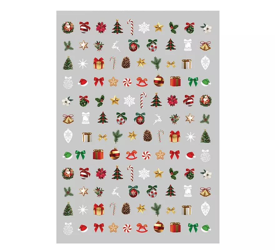 Hoja con Pegatinas para Uñas Navidad de 10x7 cm