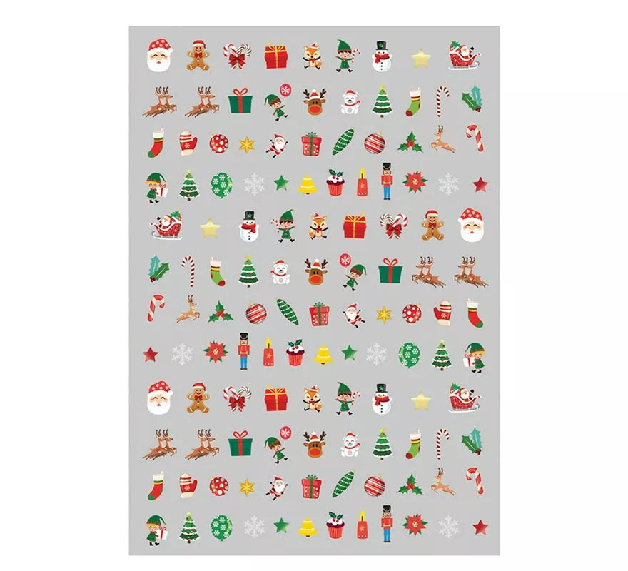 Hoja con Pegatinas para Uñas Navidad Papá Noel de 10x7 cm