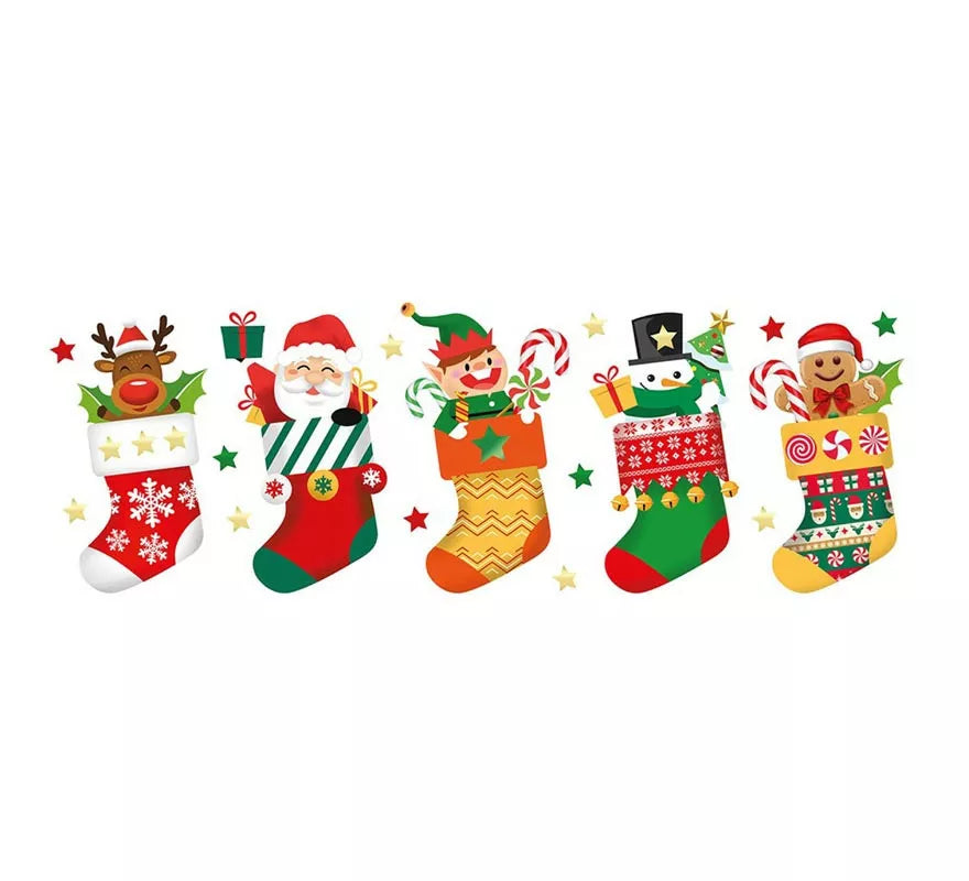 Translation missing: en.Hoja de Figuras Navideñas adhesivas para pared de 25x70 cm