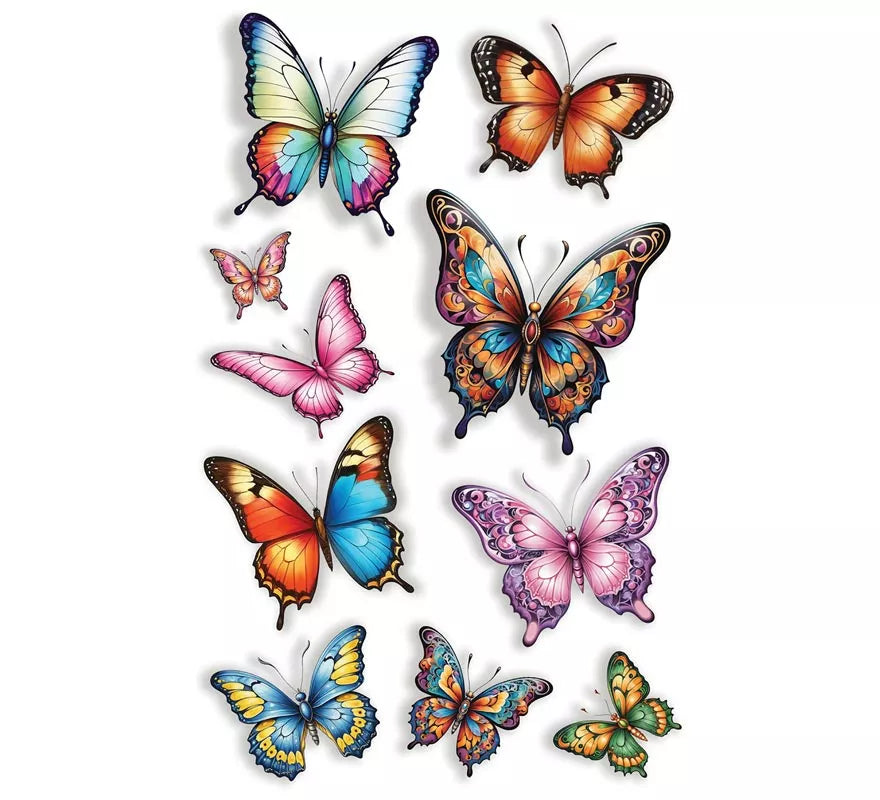 Hoja de Tatuajes de Mariposas de 14x30 cm