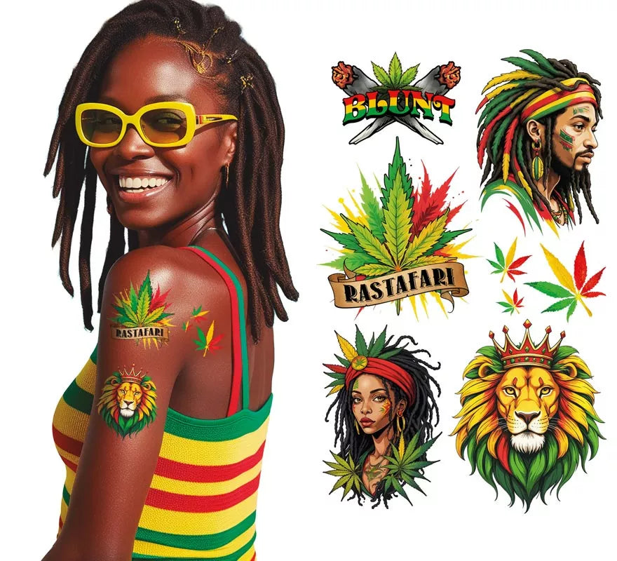 Hoja de Tatuajes Jamaicanos de 14x30 cm