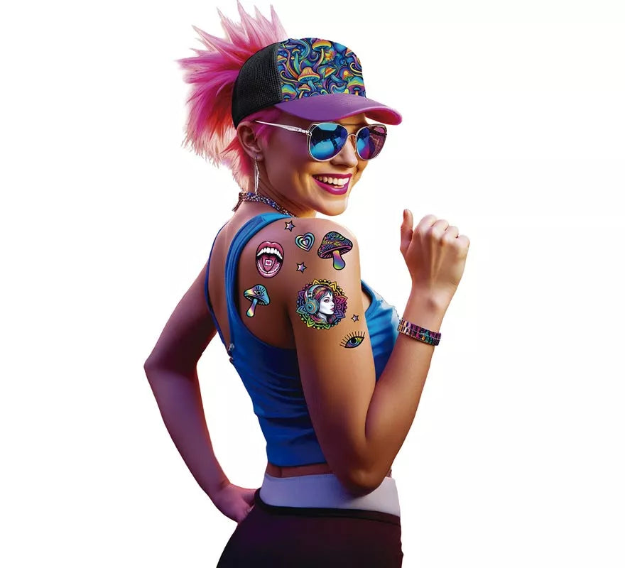 Hoja de Tatuajes Psicodélicos de 14x30 cm