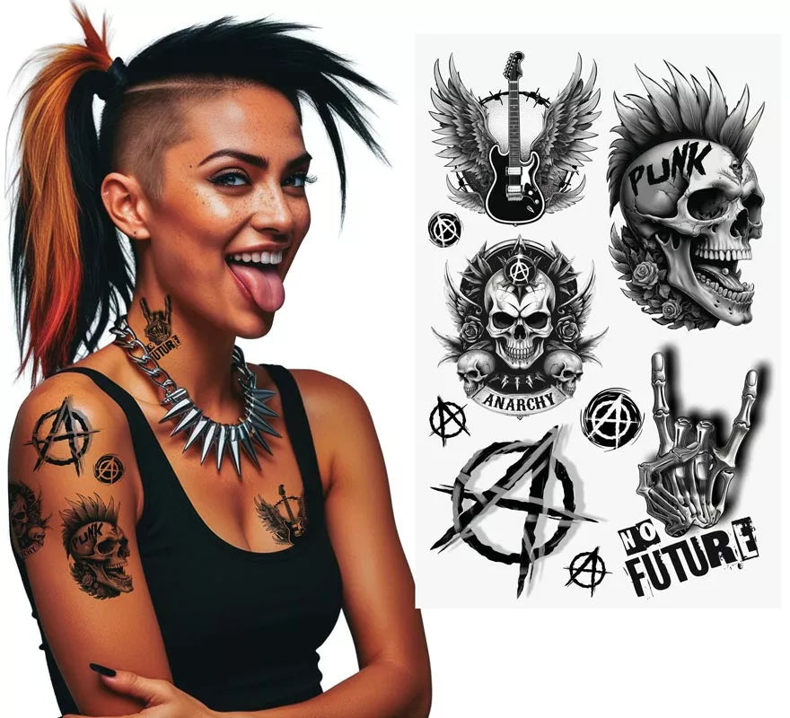 Translation missing: en.Hoja de Tatuajes Punk de 14x30 cm