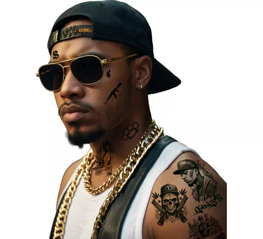 Hoja de Tatuajes Thug Life de 14x30 cm