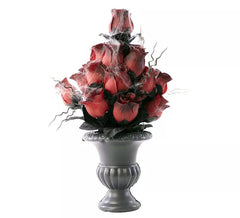 Vase with roses and spider webs 15x15x34 cm
