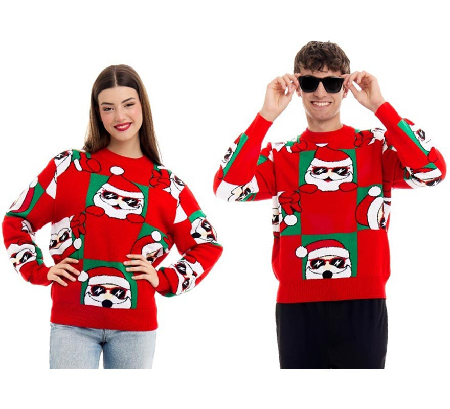 Translation missing: en.Jersey de Navidad Damero Papá Noel rojo para adulto
