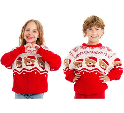 Jersey de Navidad Ositos rojo y blanco para niños