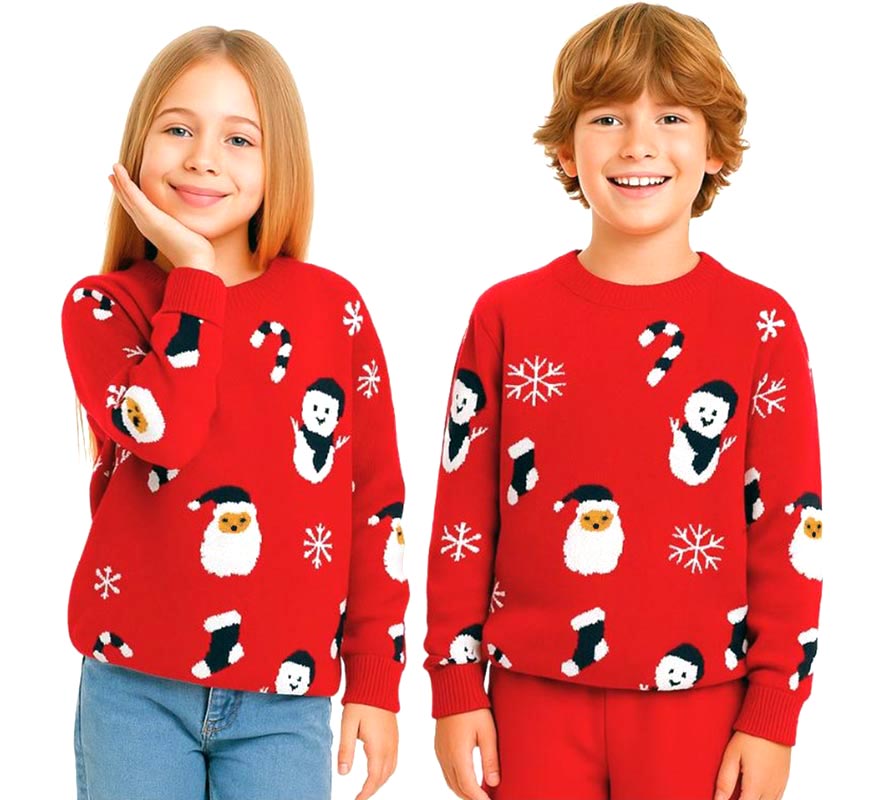 Translation missing: en.Jersey de Navidad Papá Noel y Muñeco de Nieve Allover Print para niños