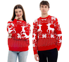 Red Reindeer Christmas Sweater for Adults